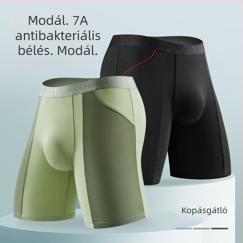Férfi modal boxer brief hosszú lábakkal, anti-dörzsölés, gyorsan száradó, antibakteriális