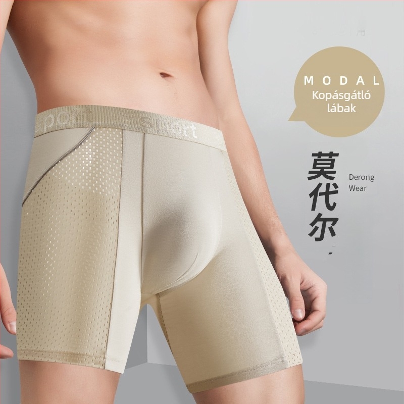 Férfi modal boxer brief hosszú lábakkal, anti-dörzsölés, gyorsan száradó, antibakteriális