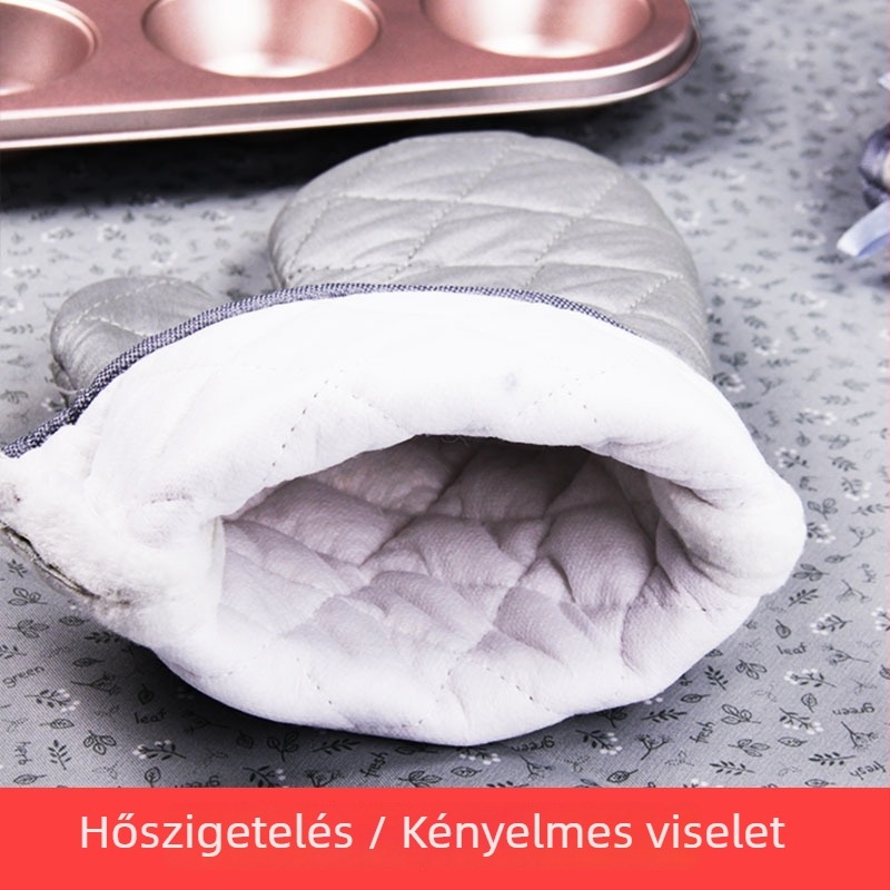 Pamutból készült hőszigetelő kesztyű sütőhöz és mikróhoz, sütéshez, ezüst színű