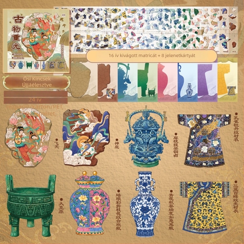 Négyzetes matricás könyv kolázs és tájképekhez, színes kreatív DIY puzzle gyerekeknek, csendes könyv