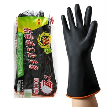 Lianli ipari védőkesztyűk természetes latexből, dupla réteg, sav- és lúgálló, fekete, hossz 35/45/55 cm