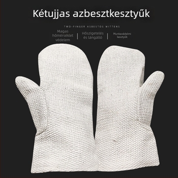 Kétujjas azbesztvédő kesztyű, vastított kivitel, hőálló, ipari tűzálló és kopásálló