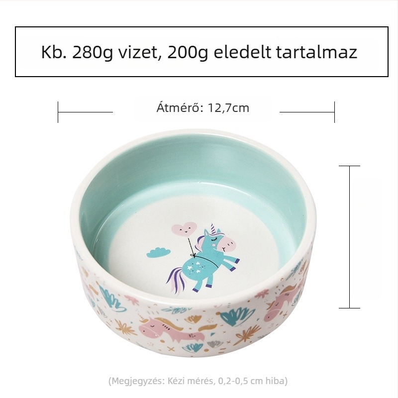 Új kerámia háziállat tál egyszarvú mintával, kutyáknak és macskáknak, könnyen tisztítható