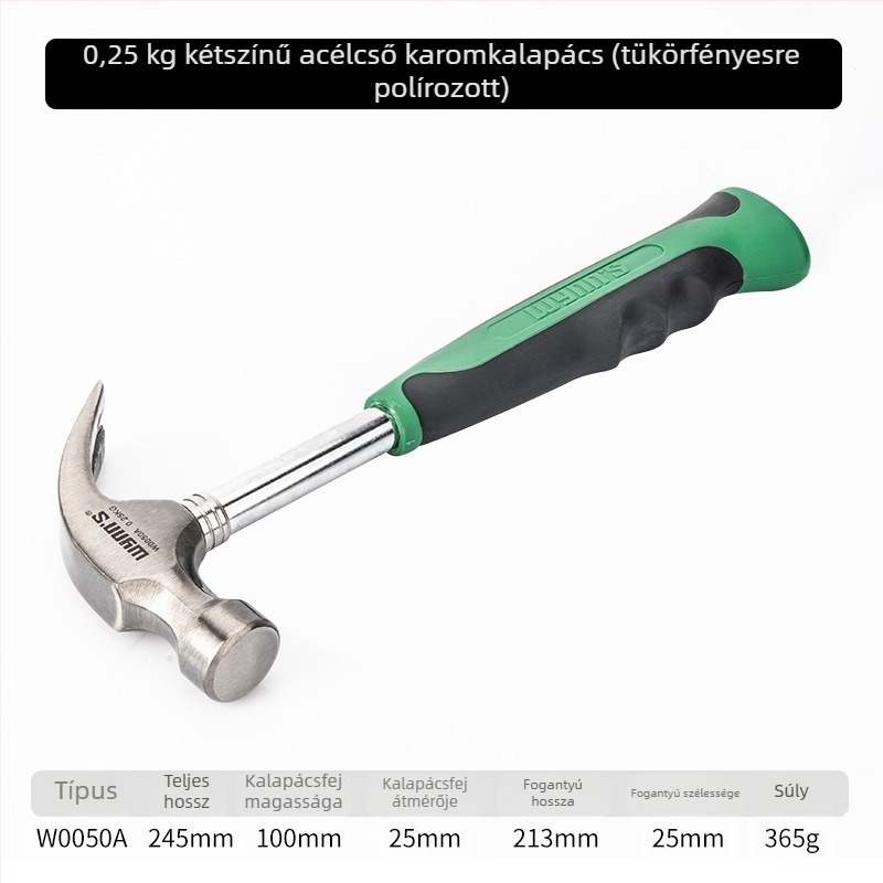 Power Lion Wynn’s Ipari kalapács, mini otthoni asztalos munkához, beépített szegkihúzóval, acél fej