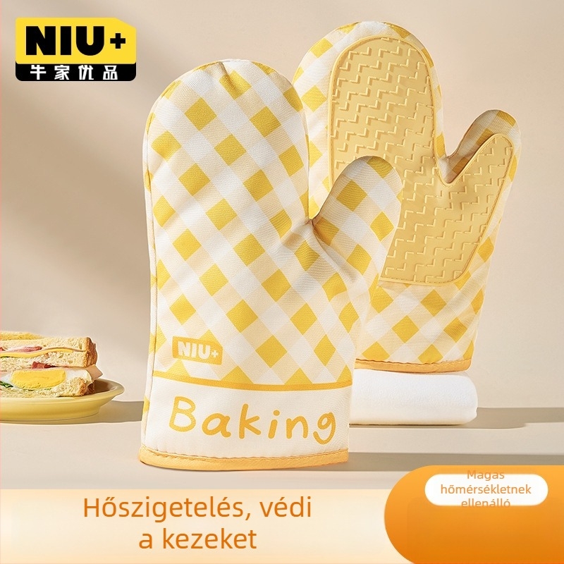 Magas hőállóságú szilikon sütő- és sütőkesztyűk, mikrohullámú sütőhöz és sütőhöz, hőszigetelő és égésvédő