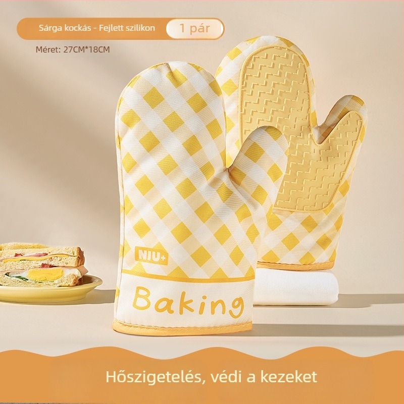 Magas hőállóságú szilikon sütő- és sütőkesztyűk, mikrohullámú sütőhöz és sütőhöz, hőszigetelő és égésvédő