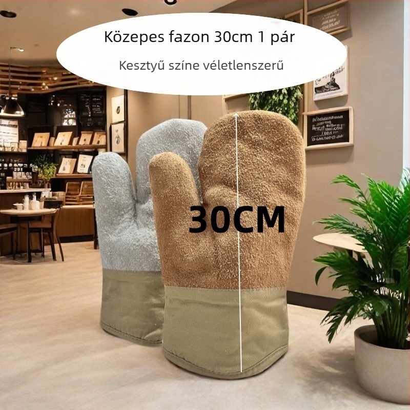 Pamutból készült hőálló konyhai kesztyű, csúszásmentes fogással, hőszigetelve mikrohullámú sütő és sütő számára, 35 cm, vízszintes csíkos