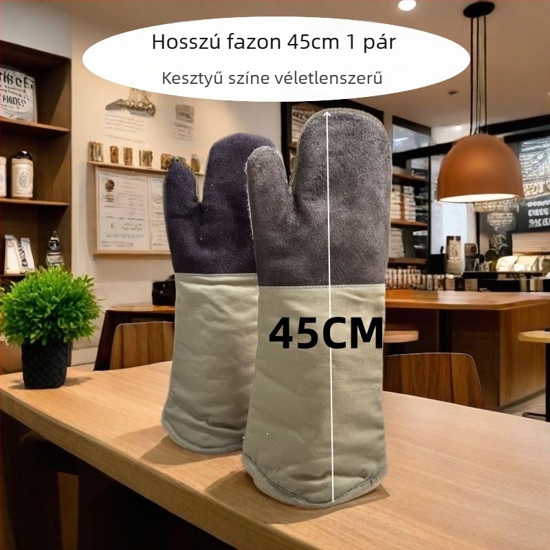 Pamutból készült hőálló konyhai kesztyű, csúszásmentes fogással, hőszigetelve mikrohullámú sütő és sütő számára, 35 cm, vízszintes csíkos