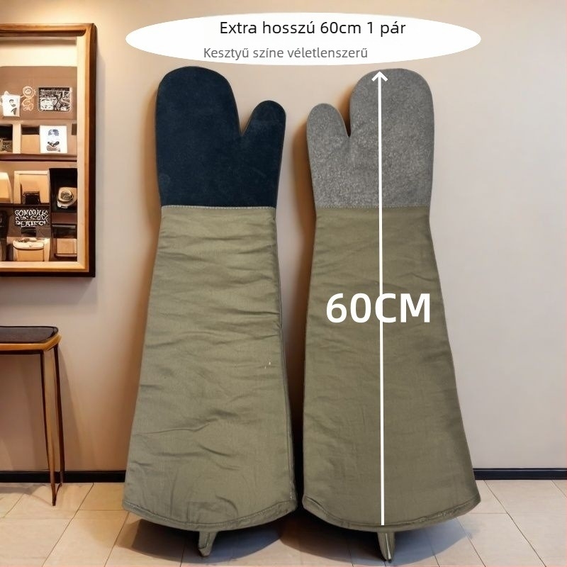 Pamutból készült hőálló konyhai kesztyű, csúszásmentes fogással, hőszigetelve mikrohullámú sütő és sütő számára, 35 cm, vízszintes csíkos