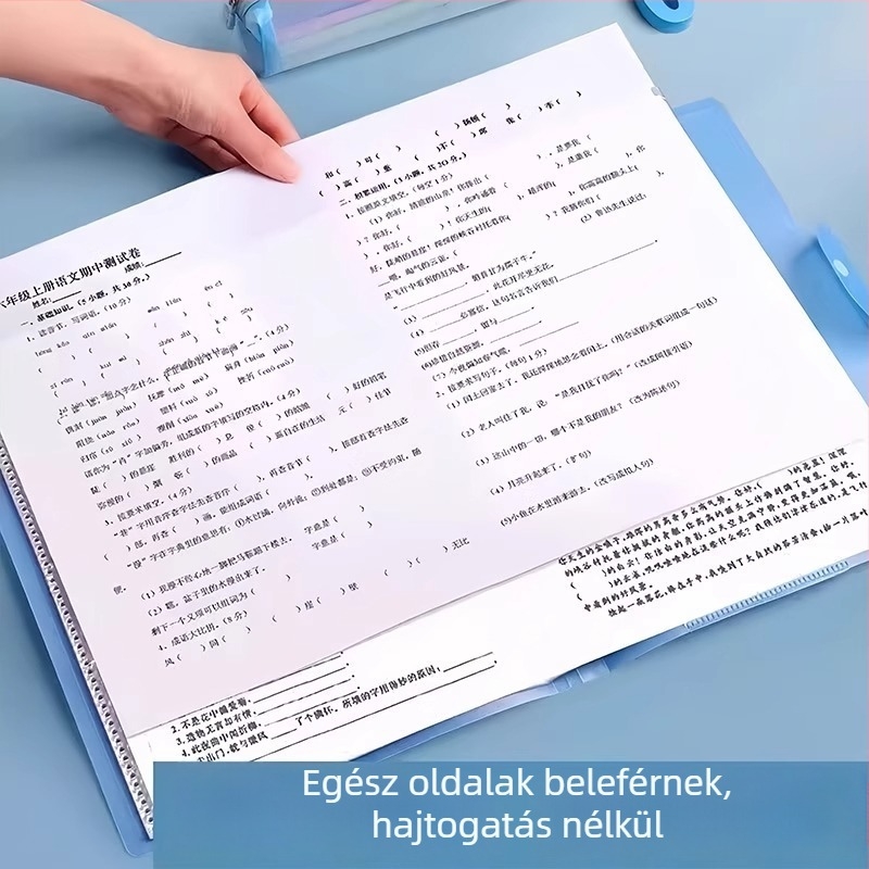 A3-as vizsgadolgozatok tároló könyv, tanulmányi dokumentum szervező, többoldalas mappa diákok számára