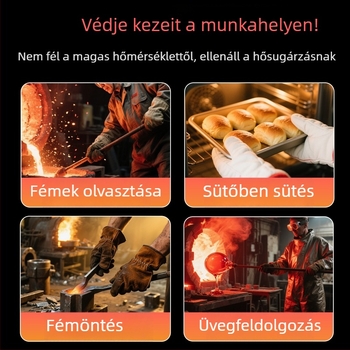 Alumíniumfóliás hőálló kesztyűk hőszigeteléssel, hegesztéshez és grillezéshez, kopásálló aramid kesztyűk 500°C-ig