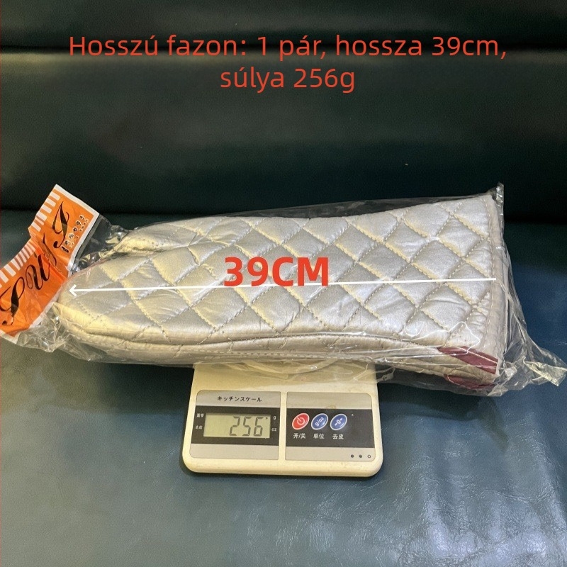 Ezüst konyhai kesztyűk magas hőmérséklet elleni védelemmel, három méretben (Nagy, Közepes, Kicsi), vastított szigeteléssel sütőkhöz és mikróhoz, 1 pár