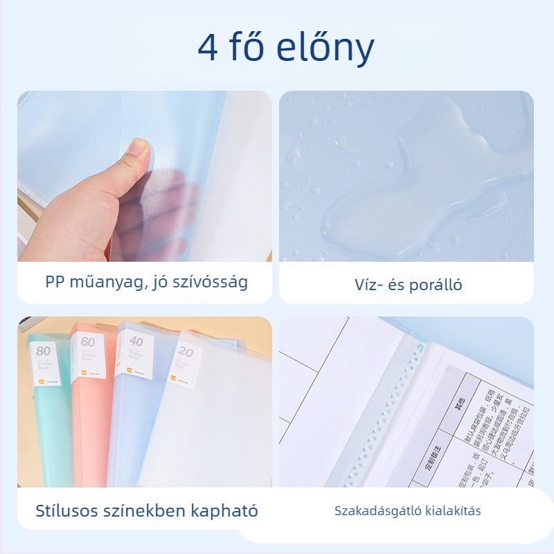 A4-es méretű mappa átlátszó betétekkel, többszintű, nagy kapacitású tároló, macaron színek, saját designnal testreszabható