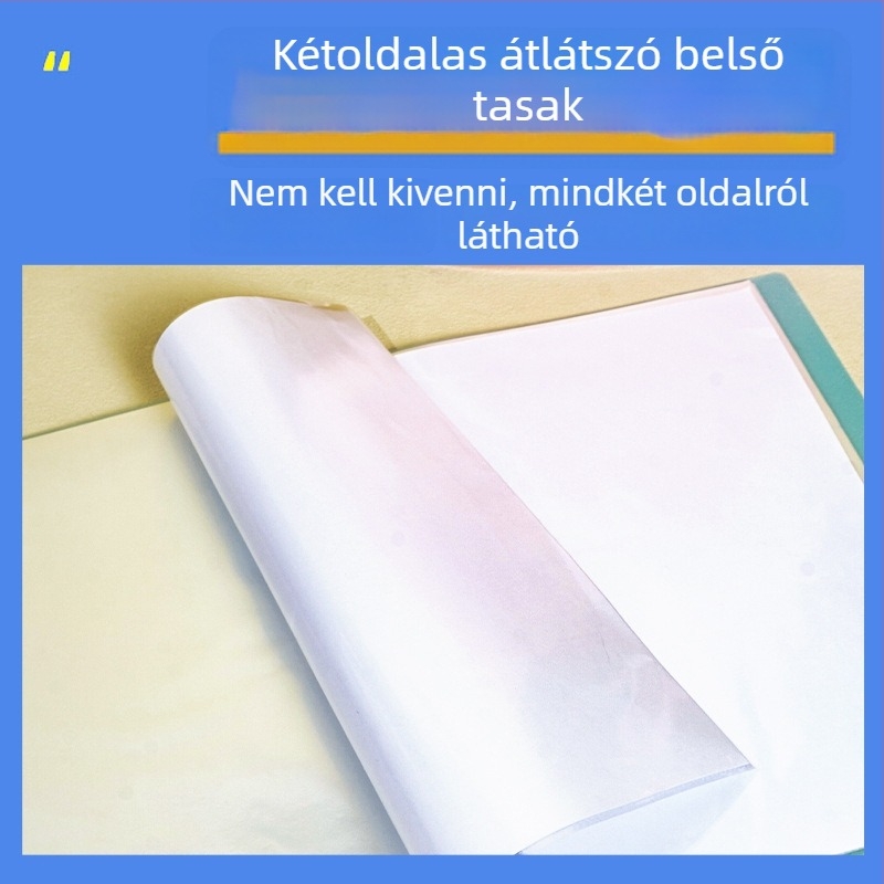 A4-es méretű mappa vizsgadolgozatokhoz és dokumentumokhoz, színes, átlátszó, diákoknak általános iskolától középiskoláig