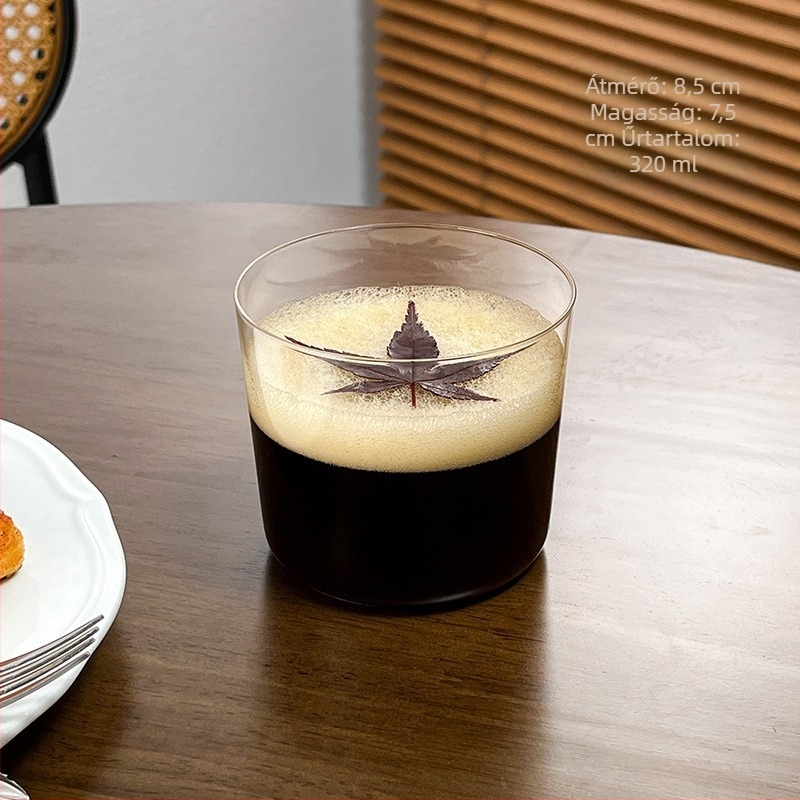 Széles szájú üvegpohár latte-hoz, teához, koktélokhoz és jeges italokhoz, Instagram-stílus, könnyű és vékony.