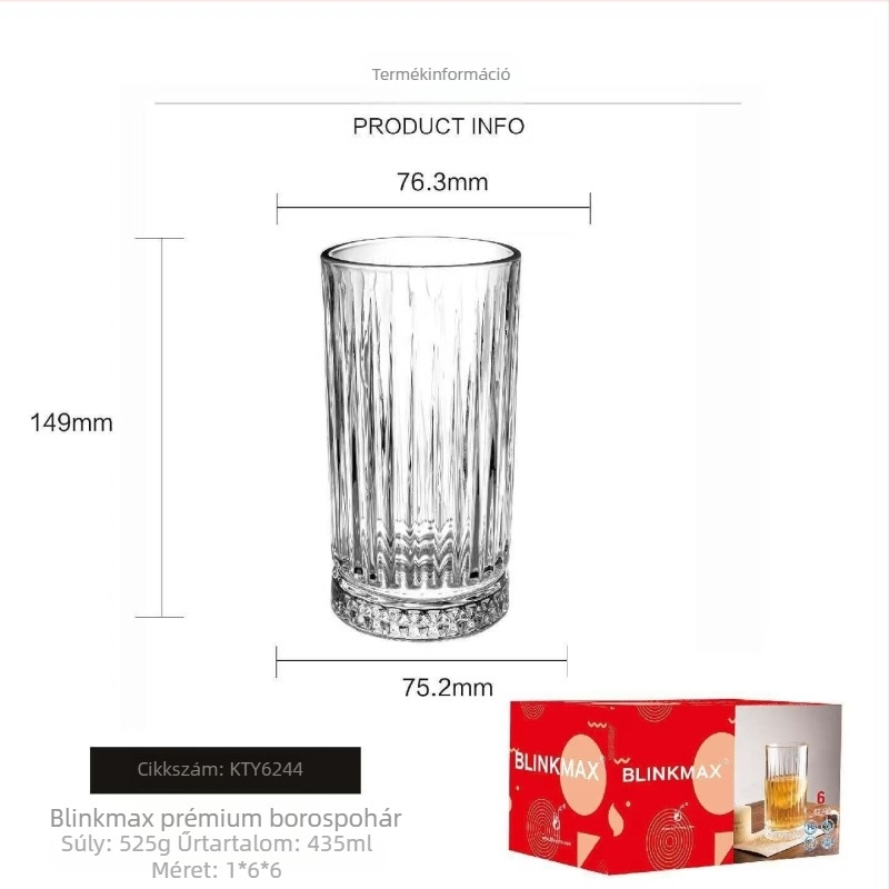 Ins-stílusú függőleges gyémánt mintájú üveg, 300 ml – whiskey, sör és koktélokhoz