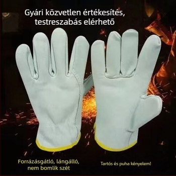 Valódi báránybőr hegesztőkesztyű – kopásálló, égésvédő, hőszigetelő, puha, tartós, rövid mandzsetta