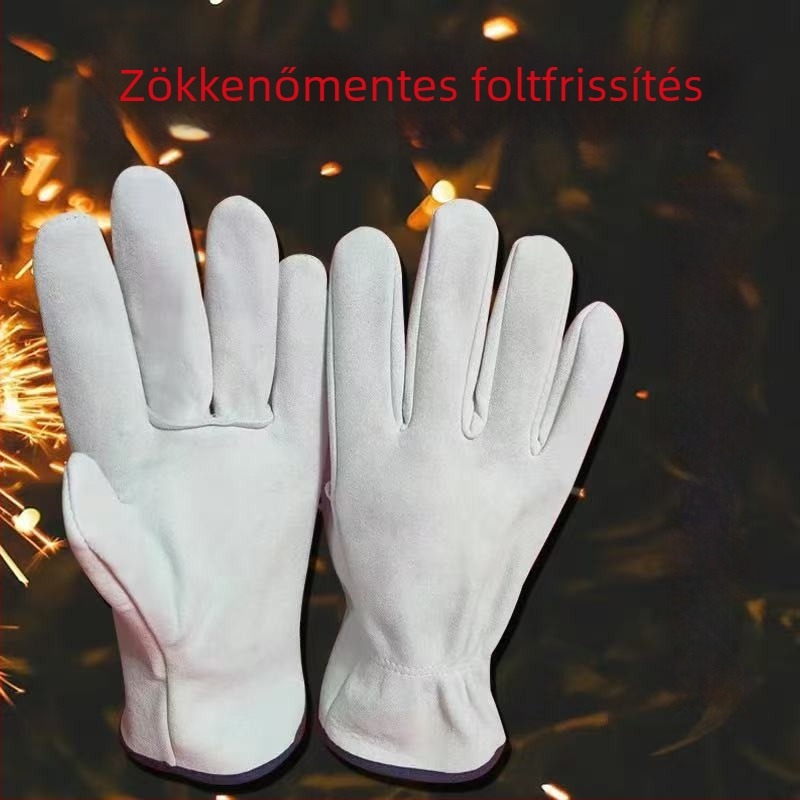 Valódi báránybőr hegesztőkesztyű – kopásálló, égésvédő, hőszigetelő, puha, tartós, rövid mandzsetta