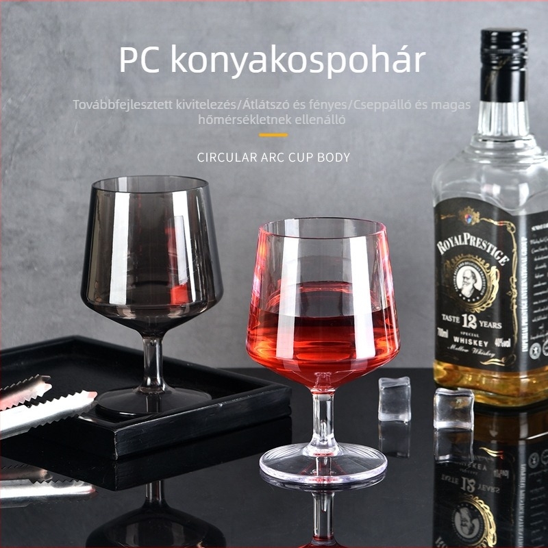 Műanyag, európai stílusú vörösboros pohár, otthoni bárhoz, rövid lábú pohár brandy- és whiskyhez