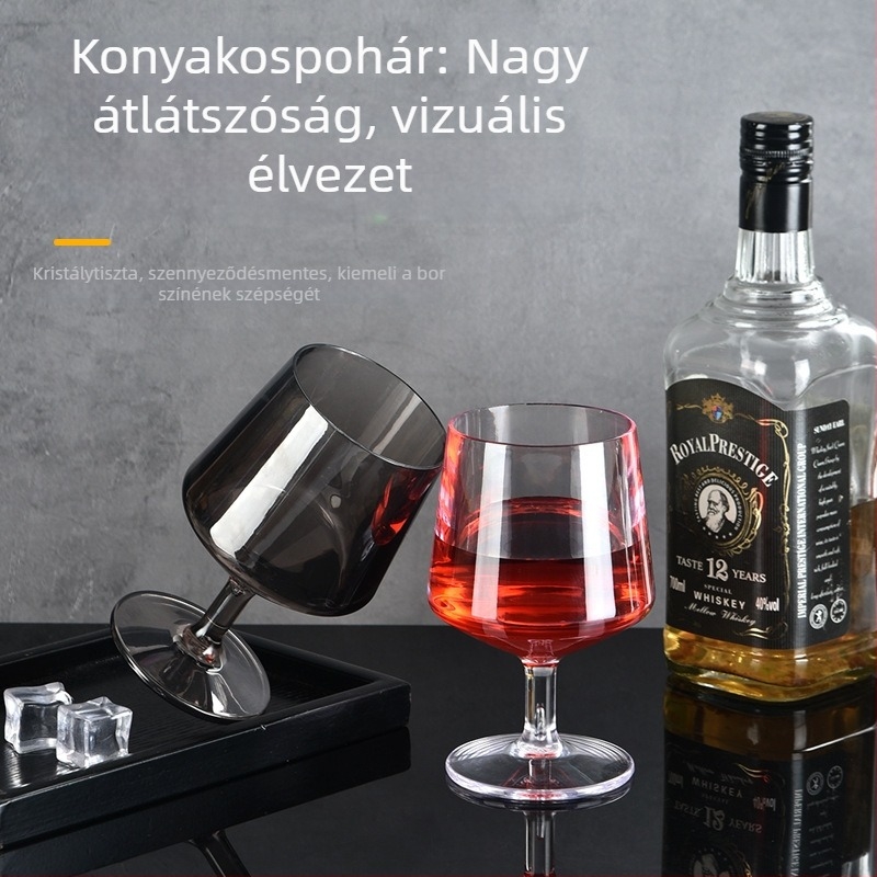 Műanyag, európai stílusú vörösboros pohár, otthoni bárhoz, rövid lábú pohár brandy- és whiskyhez