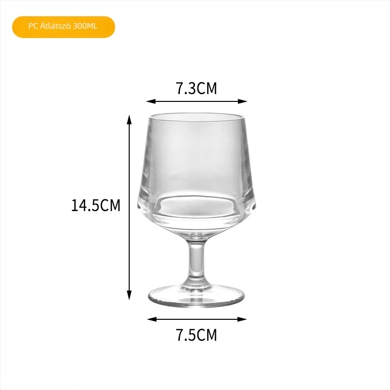 Műanyag, európai stílusú vörösboros pohár, otthoni bárhoz, rövid lábú pohár brandy- és whiskyhez