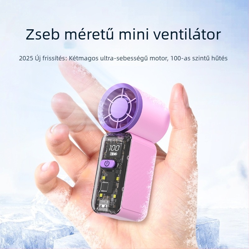 2026-os új hordozható átlátszó ventilátor – asztali és kézi használatra, hűtés, magas esztétikai értékkel