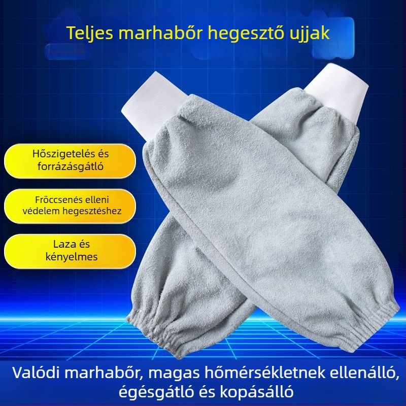 Valódi bőr hegesztő karvédők — kényelmesek, tartósak, fröccsenés- és hőállóak, szennyeződés elleni védelemmel