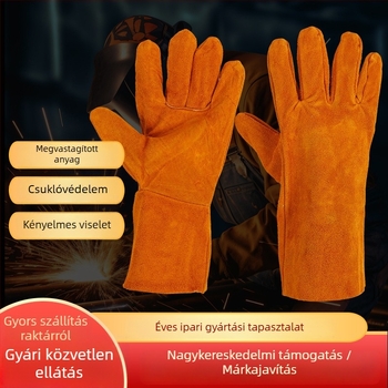 Hegesztő kesztyűk marhabőrből, vastagított, hőszigetelő és kopásálló, puha és kényelmes viselethez