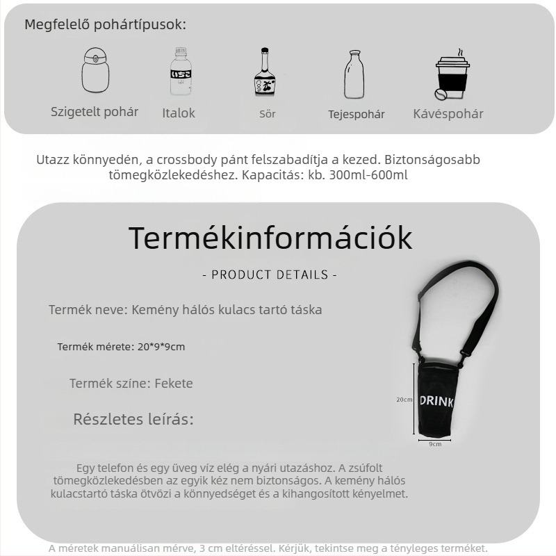 Kaixiu keresztpántos vizespalacktáska szigetelt pohárvédővel