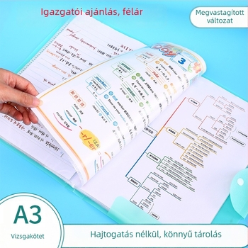 A3 méretű vizsgadolgozatok tároló mappa, műanyag irattartó több rekesszel diákok számára