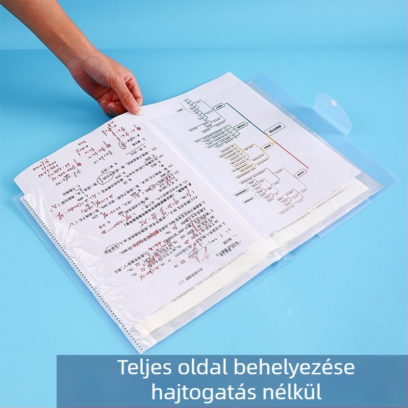A3 méretű vizsgadolgozatok tároló mappa, műanyag irattartó több rekesszel diákok számára
