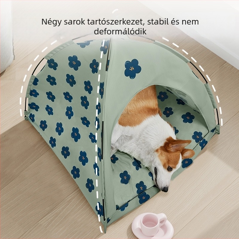 Kis méretű kutyáknak szánt állatsátor, levehető és mosható, zárt macskaház