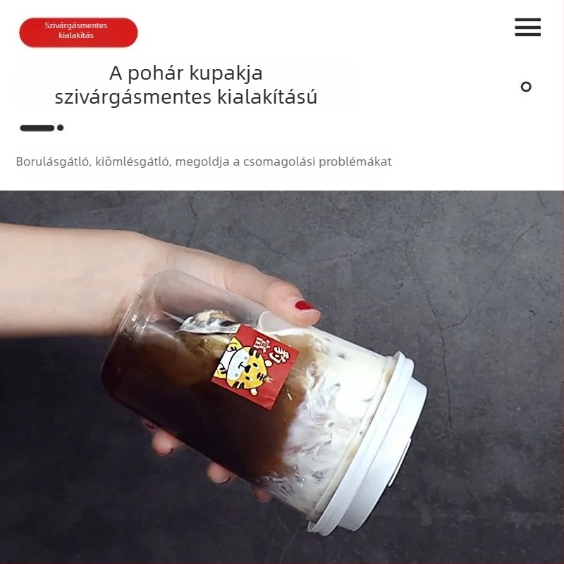 Egyszer használatos kávéfedelet 90 mm-es átmérővel, mosolygós mintával, szivárgásmentes forró italokhoz, elvitelre szánt poharakhoz