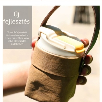 Hordozható univerzális pohárvédő kávéscsészékhez és termoszhoz, mosható Kraft papírtáska, minimalist dizájn