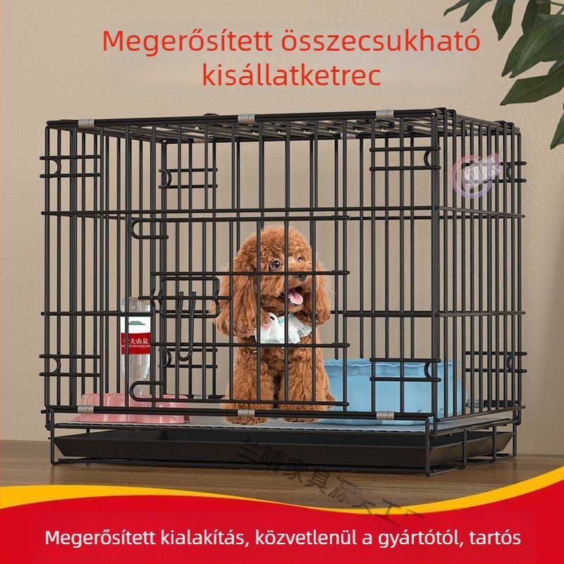 Masszív, összecsukható ketrec kis- és közepes méretű kutyáknak, beltéri használatra, toalett tálcával