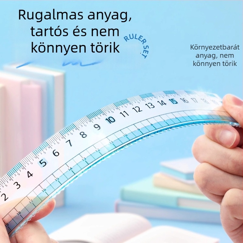 Hobby milliméteres vonalzó készlet, nagy digitális vonalzó, négy darabos készlet 15 cm, 18 cm és 20 cm hosszú vonalzókkal, háromszög alakú vonalzó és szögmérő.