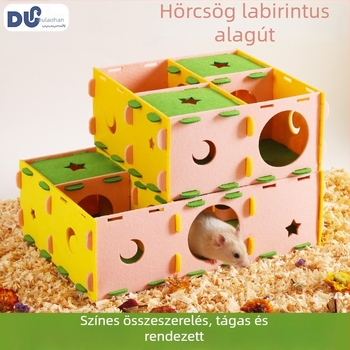 Nyári új modell hörcsögök számára: labirintus hörcsögöknek, alagút, rejtekhely és játszóház – beépített alvófészek hörcsögök és tengerimalacok számára