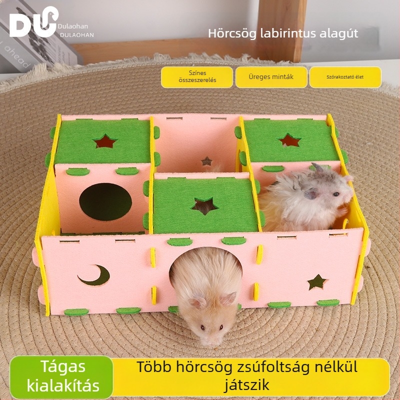 Nyári új modell hörcsögök számára: labirintus hörcsögöknek, alagút, rejtekhely és játszóház – beépített alvófészek hörcsögök és tengerimalacok számára