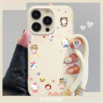 KT Cat Shaker Stand – Kétfunkciós szilikon tok iPhone-hoz, nyakpánttal és jelly-stílusú koreai dizájn