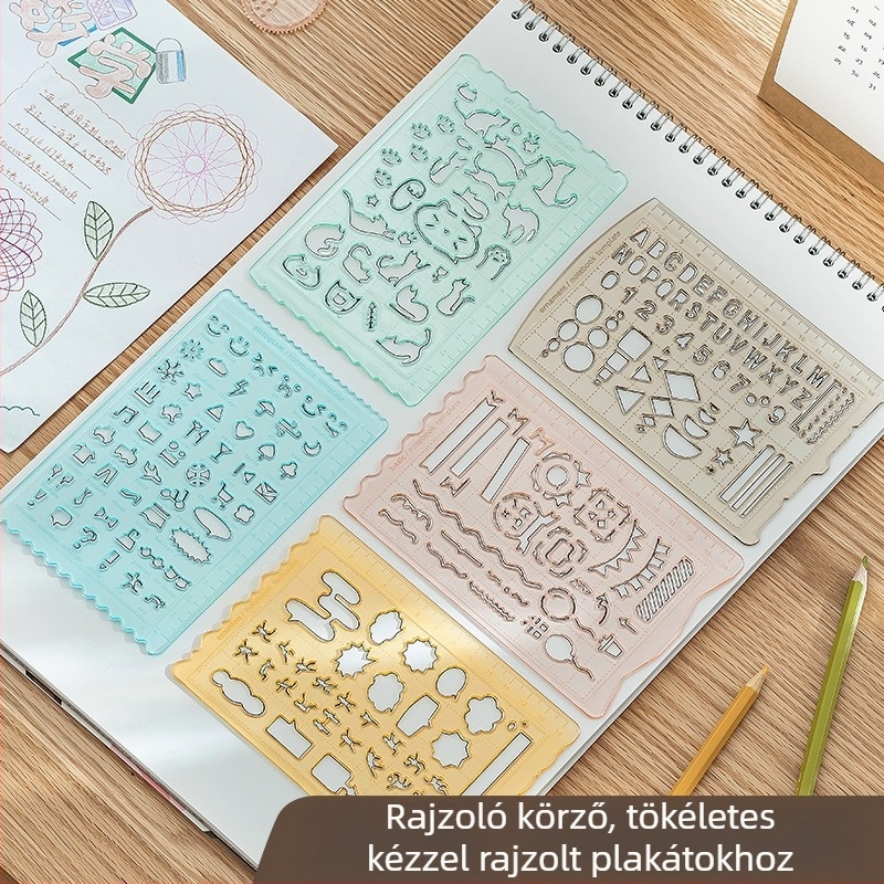 Multifunkciós vonalzó készlet általános iskolások számára – geometria, rajz, festés, műanyag