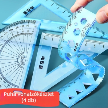 Mesibo Négy részes geometriai eszközkészlet: 20 cm vonalzó, szögmérő, rugalmas vonalzó és háromszög