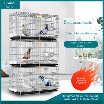 Galvanizált dupla emeletes ketrec galambok és nyulak számára, hordozható tenyésztő és párosító ketrec, házi galambok számára