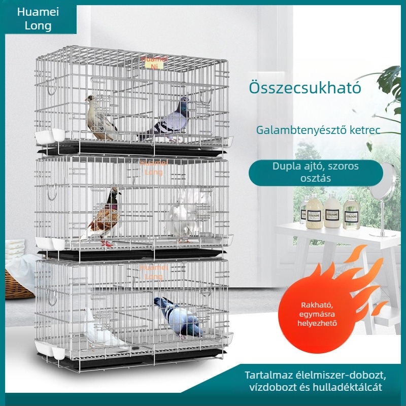 Galvanizált dupla emeletes ketrec galambok és nyulak számára, hordozható tenyésztő és párosító ketrec, házi galambok számára