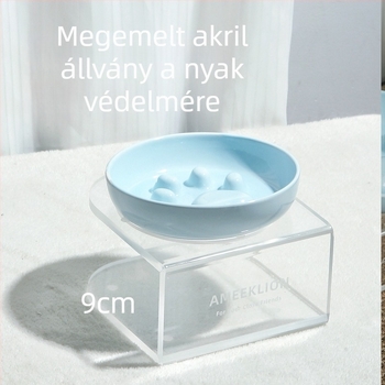 Koreai stílusú kerámia lassú etető tál kutyáknak és macskáknak, mintás lábnyom, megakadályozza fulladást, macska ételhez való tál, akril tál állvány, megelőzi az áll alatti fekete foltokat