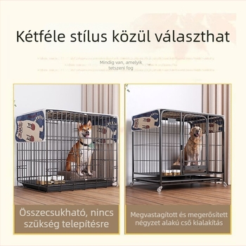 Drótból készült kutyakeret beltéri használatra, kis- és nagytestű kutyáknak, toalett tálcával; alkalmas macskáknak és nyulaknak.