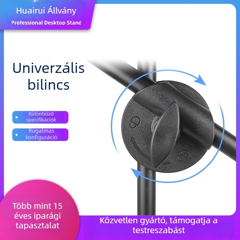 Padlón álló állvány élő közvetítéshez, keresztirányú mikrofon tartóval, műanyag univerzális csiptető, rögzítő lemez és emelő konzol
