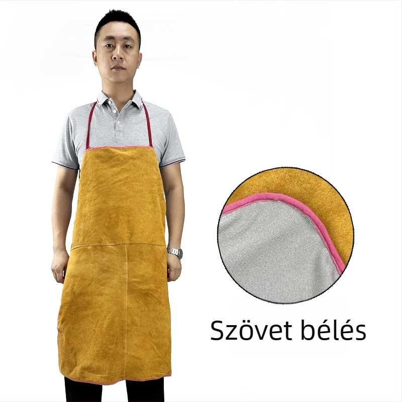 Két rétegű marhabőr hegesztő kötény, hőszigetelés, égési sérülés és szikrák elleni védelem, lángálló bőrvédő ruházat hegesztők számára