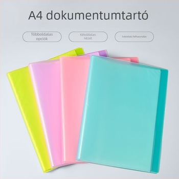 A4-es méretű cukorka színű dokumentum mappa, 40 oldalas kapacitással, dokumentumokhoz, dolgozatokhoz, kotta és prenatális vizsgálatokhoz.