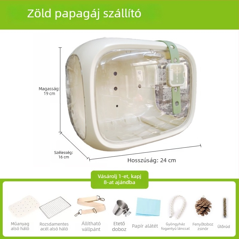 Hordozható akril külső madárketrec papagájok számára, alkalmas budgerigar, lovebird és cockatiel