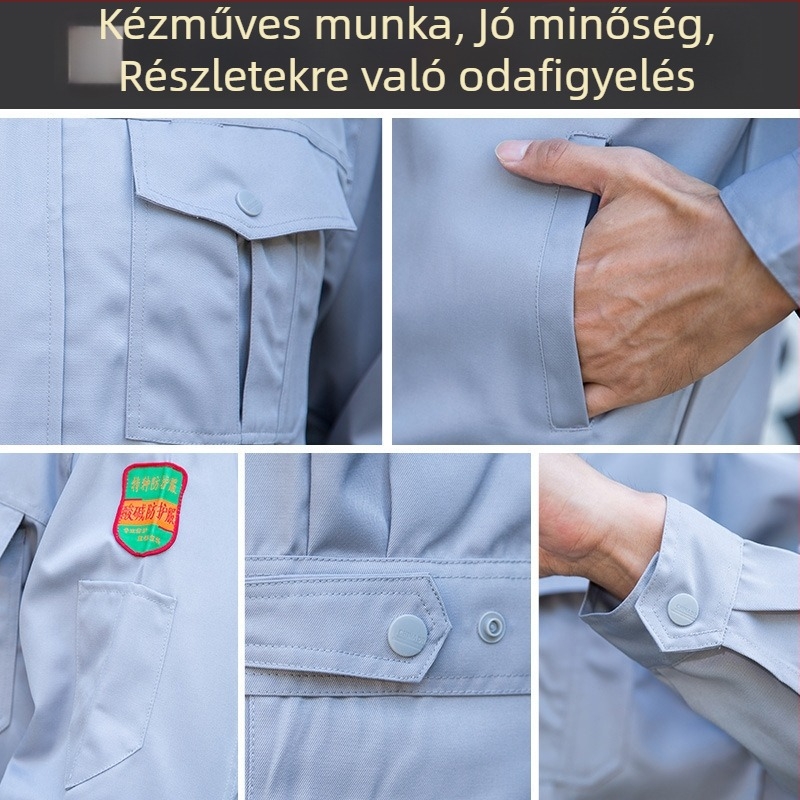 Tavasz–Ősz–Téli vegyi védőruha készlet, hosszú ujjú, sav-bázisálló és antistatikus, logó személyre szabható